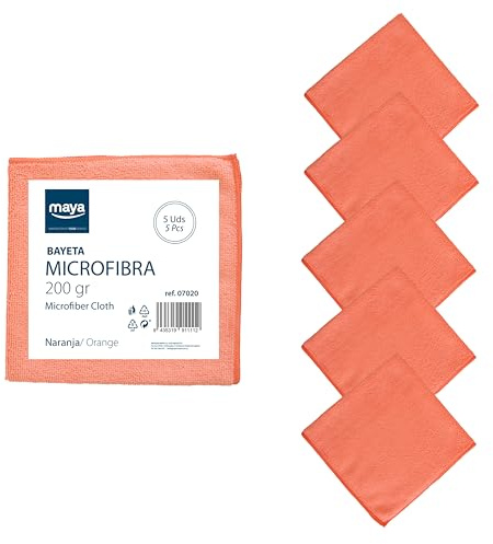 Maya Terry Cloth, 200G, Effective and Non-Marking, 100% Microfibre, for All Types of Surfaces, Pack of 5 (Orange)