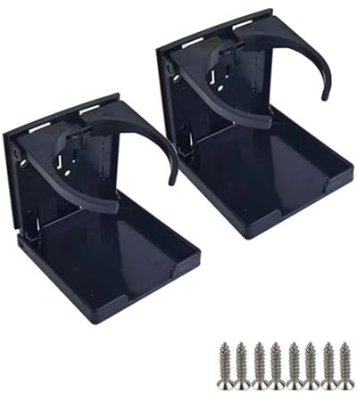 KGDUYC Portabicchieri Pieghevole, Portabicchieri Pieghevole Auto Portabevande Regolabile Portabottiglie per Auto Camion Camper Furgoni Barche 2 Pezzi Nero