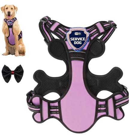 Hundegeschirr, Hundegeschirr Mittelgroße Hunde mit reflektierend, No Pull Verstellbar Grosse Hunde, Anti Zug Geschirr mit Abzeichen und Fliege für kleine, mittelgroße und große