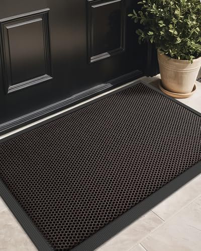 Color&Geometry Felpudo Entrada Casa Elástico de Seda - Alfombra Entrada Casa para Exteriores, Patio y Puertas - Resistente, Antideslizante y Secado Rápido, 43x76 cm Marrón