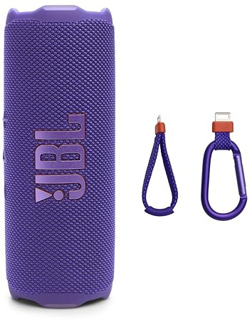 JBL Flip 7 Altavoz portátil Impermeable y anticaída, Sonido Pro Bold con IA Sound Boost, 16 Horas de autonomía y Sistema PushLock con Accesorios Intercambiables (púrpura)
