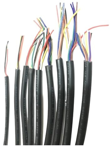 BADIKA Fils et câbles UL (PVC) Câble de Signal RVV 26AWG 28 AWG 2/3/4/5/6/7/8/9/10 noyaux, conducteur en cuivre T + C, Fil de Montage électrique RVV à Gaine Noire(4core,5M_28 AWG)