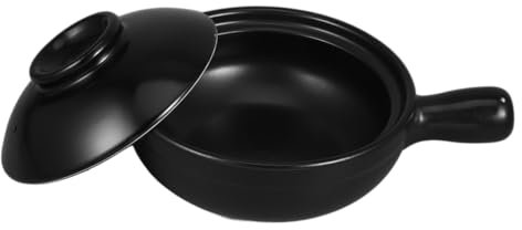 Zerodeko Marmite en Argile 600ml avec Couvercle, Design Traditionnel, Cuisson Homogène, pour Mijoter et Frire, pour Soupe à Table Voyage