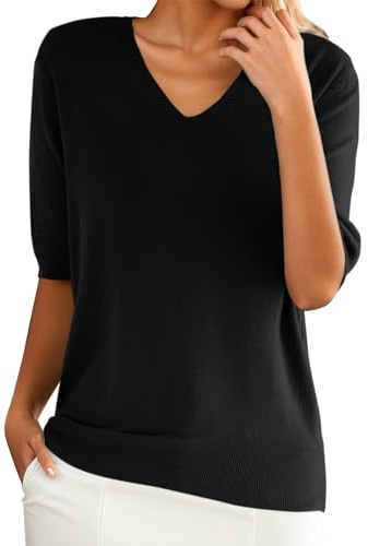 Cocila T Shirts Ampia da Donna A Maniche Corte con Scollo Tondo E Top Fondo in Maglia Magliette Etniche Blusa Elegante Curvy Rossa Camicia Donna Cammello 50 Anni Maglie Manica Corta Colorate T