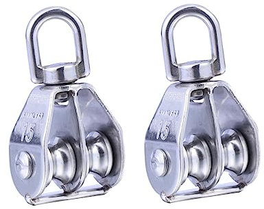 CIYODO 35kg Umlenkrolle Edelstahl Doppelscheiben-riemenscheibe Aus Edelstahl Seilrolle Für Drahtseil Blocklast Bis Installieren