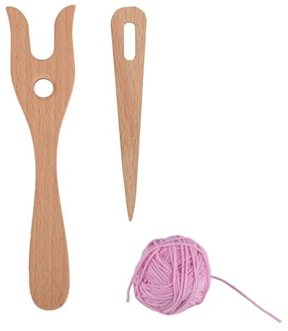 2 Stück Strickgabel,Strickwerkzeuge Aus Holz,Strickgabel Für Kinder,Geeignet Für Handgefertigte Diy-Produkte,Handgefertigte Seile,Kreatives Weben,Weben Von Armbändern Und Halsketten