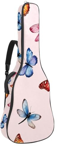 Watercolor Art Gitarrentasche für Akustikgitarre, 1 cm dicke Polsterung, wasserdicht, mit doppelt verstellbarem Schultergurt, für 101,6 - 106,7 cm große Gitarre, Türkis, Multicolor 08, 42.9x16.9x4.7