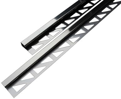 5 x Edelstahlschiene Quadratprofil glänzend Fliesenschiene L200cm V2A (Höhe 11mm)