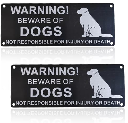 2-Pack Durable Aluminium Beware of the Dog Sign, Waterproof Warning Sign for Gates Fences Doors Indoor Outdoor