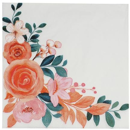 Serviette Papier Anniversaire Orange Roses Vert Serviette De Table Mariage Serviettes Papier Jetables Cocktail Jetables De Table Mariage Décoration Pour Partys Célébrations 5 Paquet(33x33cm)