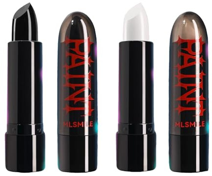2 Stück Bodypainting Farben Halloween Schminke, Schwarzer Lippenstift Und Weißer Lippenstift Öl Creamy Blendable Stick, Waschbar Für Karneval Make-up Fasching