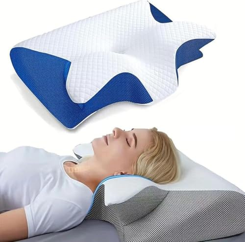 Generisch pillowdaddy Pillow Daddy Das Nacken - Therapiekissen Ergonomisches Memory Foam Kissen - Nackenstützkissen für Seiten, Rücken & Bauchschläfer (Blau)