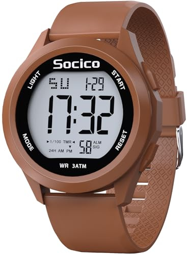 SOCICO Montre Numérique de Sport Militaire pour Homme, Étanche Chronographe d'extérieur avec éclairage LED Alarme de Date