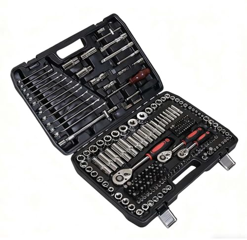 Alivio 216 Piece Universal Tool Set 1/4 3/8 1/2 Drive Socket Set with Ratchets, Wrenches & Bits, Durable Carbon Steel Tools in Heavy-Duty Blow-Moulded Case