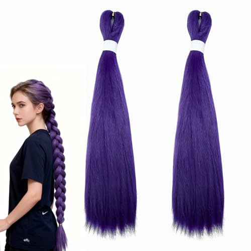 2 pezzi capelli viola da intrecciare, capelli sintetici da 26 pollici, capelli sintetici, ciocche lunghe per bambini, capelli sintetici per feste, Halloween, carnevale, cosplay