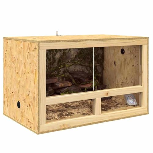 Terrarium en Bois, Terrarium Boîte d'alimentation pour Reptiles Amphibiens Marron 80 x 50 x 50 cm OSB
