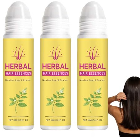 Sérum capillaire roll-on à base de plantes pour la croissance des cheveux, sérum soin du cuir chevelu pour des cheveux plus épais et plus fournis, sérums épaississants pour cheveux clairsemés (3PCS)