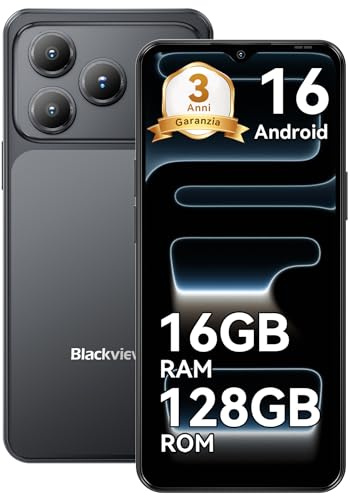 Blackview Wave 7C Telephone Portable Android 16 Smartphones, 16Go+128Go/2To, 32MP+13MP, 5000mAh, 6.56 Smartphon Pas Cher 4G Dual SIM, Téléphone WiFi 5G/GPS/IP54/3 Card Slots/3.5mm/FM/3Ans Garantie