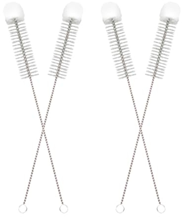 Toyvian Cepillo Limpiador y Probetas, 4 Piezas Punta de Algodón y Mango de Acero Inoxidable, Cerdas de Nylon, Adecuado para Limpieza de Laboratorio y Uso Científico