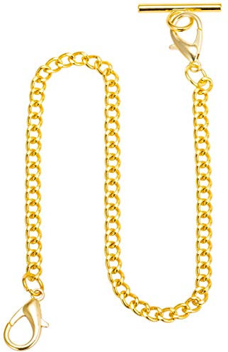 SIBOSUN Pocket Watch Chain Albert T-Bar Lobster Buckle Gold Plated 14 Inch Chains Link Vest