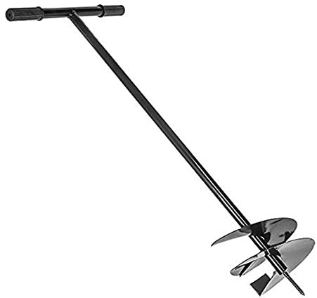 AGROHIT Erdbohrer Ø 250 mm, Handbohrer für Garten, Gartenbohrer aus Stahl, Handgriffe mit Gummi, Bequem & Stabil, Spiralbohrer, Pflanzenbohrer mit Gesamtlänge von 105 cm