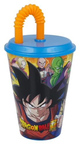 Stor Bicchiere per Bambini con Cannucce Riutilizzabili - 430 ml |Dragon Ball