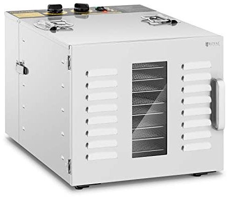 Royal Catering Deshidratador De Alimentos Máquina secadora RCDA-1000/59S (Acero inoxidable, Temperatura: 40-90 °C, 1000 W, 10 insertos)