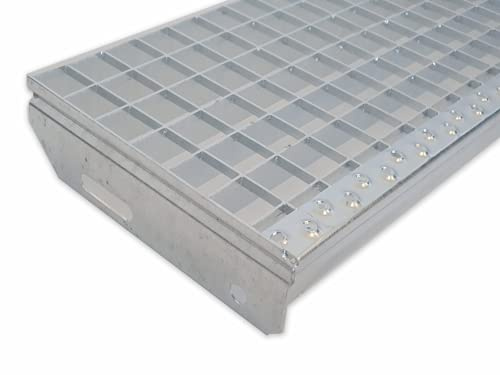Gitterroststufe Treppenstufe - 600x240 mm 30/30 mm - S235JR (St37-2), im Vollbad feuer-verzinkt