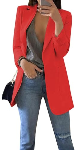 EFOFEI Damen Frühlings Kurz Mantel Jacke Mit Doppelter Seitentasche Elegant Langarm Blazer Mode Anzug Trenchcoat