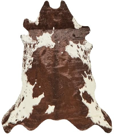 Beliani Tapis Fausse Peau de Vache 150 x 200 cm en Acrylique et Polyester Marron et Blanc