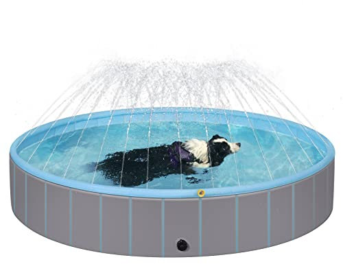 EUGAD Hundepool Große Hunde, Hundepool mit Sprinkler 160x30cm Hundeplanschbecken, Schwimmbecken für große Mittlere Hunde, Dog Pool Faltbare Hundepools Stabil,Hundebadewanne für Hunde und Katzen