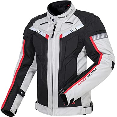 HOMDECR Motorradjacke Herren Motorradjacke Wasserdicht Winddicht Mit Protektoren Jacke Für Den Sommer Winter CE-Zertifizierung (Weiss,5XL)