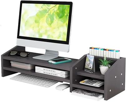 Catekro Monitorständer, Monitorerhöhung für PC, Laptop und Drucker, Bildschirmerhöhung, Monitorunterbau für Komfort, Ergonomisches Design, Stabil und Platzsparend, Ideal für Büro und Zuhause (Schwarz)