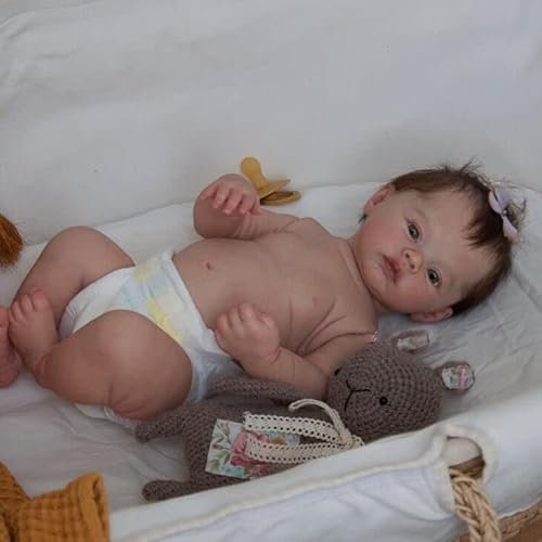 Anano Reborn Baby Vollsilikon Lebensecht- 47CM Reborn Baby Vollsilikon Mädchen- Reborn Puppen Lebensecht- Newborn Baby Puppe- Reborn Baby Silikon