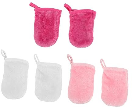 6St Handschuhe waschen abschminken makeup remover Gesichtsreinigungshandschuhe Mikrofasertuch Mikrofasertücher weiße Handtücher Werkzeug zur Gesichtsreinigung Kosmetik Make-up-Pad