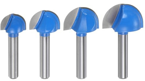 QUARKZMAN Set Punte Fresatrice Core Box, 1/4, Diametro Taglio 5/8, 3/4, 57/64, 1,Fresa Punta Tonda 2 Scanalature Carburo Taglio Falegnameria Lavorazione Utensile Set 4 in 1