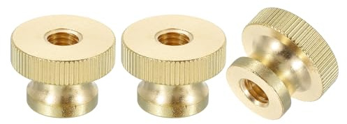 sourcing map Knurled Thumb Nuts, 3Pcs M8 x D23mm x H16mm Brass High Head Through Hole with Collar High Head Through Hole Round Knobs Fasteners for 3D Printer Parts, Machine Tools