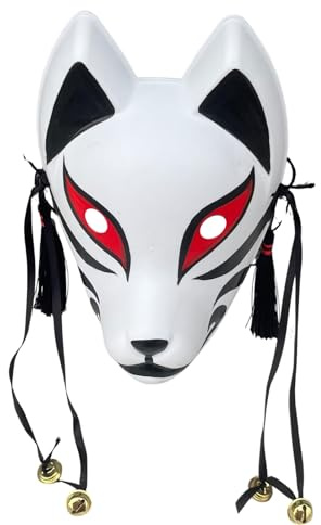 YangYong Masque de renard pour bal masqué, fête, Halloween, kabuki japonais