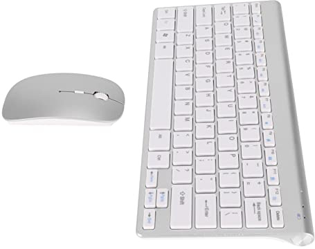Combinazione Mouse Tastiera Wireless, Tastiere Ergonomiche Colorate con Indicatore LED, Design Non Luminoso Mouse Compatto Impermeabile con Sospensione Automatica, per Ufficio