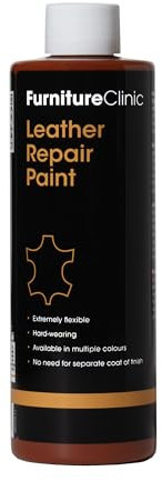 Furniture Clinic Leather Repair Paint & Dye | Self Seal Colourant for Quick and Easy Leather Repair | Suitable for Sofas, Car Seat, Shoes, Handbag, and More - Tan, 500ml