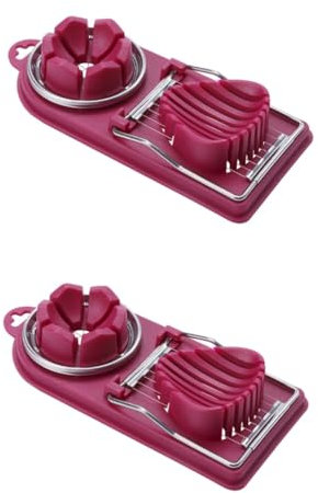 Cabilock 4 Piezas perforador de huevo verde huevo de alambre picador de huevo cocido picadora de cocidos huevo giratorio rebanador multifuncional Slicer multifuncional rojo