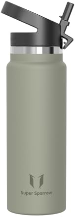 Sparrow Insulated Water Bottle with Straw Metal Bottles 500ml/750ml/1L/1.5L | Stainless Steel Drinks Bottle, Leakproof & BPA Free Flask, SwivelSip Straw Cap, Reusable Sports,School Outdoor