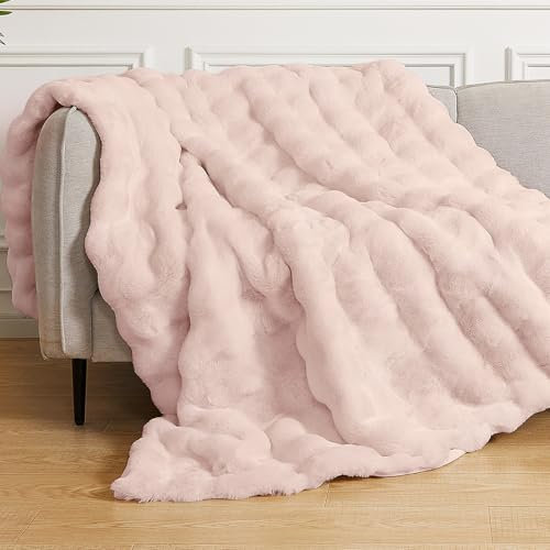 ORINOVA Kuscheldecke Flauschig 130x150 cm Decke Rosa Plüschdecke Kunstfell Flauschige Felldecke Decke Sofadecke Kuschelig Wohndecke Fleecedecke Bett