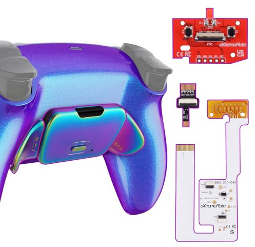 eXtremeRate Rise V3 Remap Kit Programmabile per ps5 Controller BDM-030/040/050,Palette Metallo Tasti Pulsanti Aggiuntivi Back Button Cover Posteriore per ps5 Joystick-Senza Controller-Blu Viola