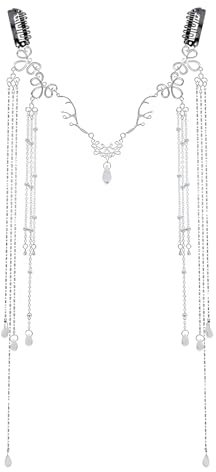 Kopfkette Kopfschmuck Stirnband Kopf Kette, Wassertropfen Kopf Kette Haarschmuck für Damen Kopfbedeckung Fee Haar Ornamente Stirn Kette Kristall Stirnband Haarbekleidung Lange Quaste Kopfschmuck