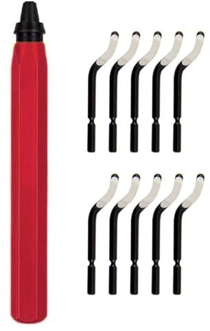 Entgrater,Metallgriff Handentgrater,Entgrater Metall mit 15 Stück Ersatzklingen, Entgrater 3d druck,360 ° Rotierender Klinge Schneidwerkzeug für 3D Drucker, Kunststoff, Aluminium, Edelstahl