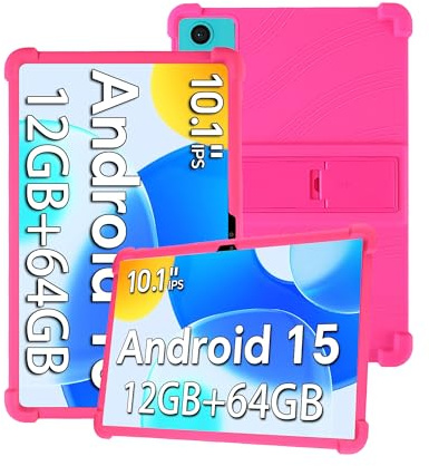 Silicone Tablet Case for Freeski UKA10L 10.1 inch Android 15 Tablet with Full Coverage, Shockproof, Anti-scratch, Adjustable Stand, and Soft Silicone Cover,Pink
