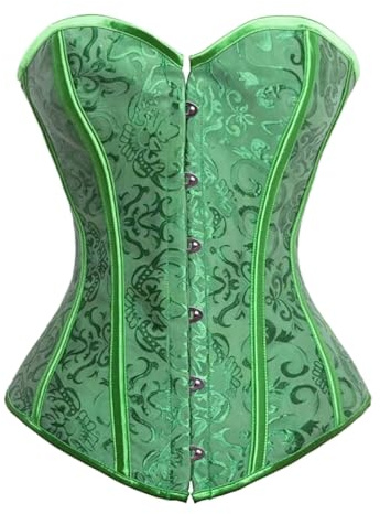 Kelvry Corsés de satén con encaje y huesos para mujer, lencería gótica de talla grande, moldeador de cuerpo, conjunto, 36-38