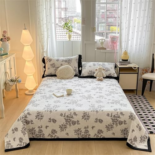 Highdi Colcha Acolchada Estilo Floral Moderno, Colcha Cama Ligero Patchwork, Manta Sofa Suave, Manta Cama Reversible Diseño Cama Individual/Matrimonio para Alle Jahreszeiten (Floral1,250x230cm)