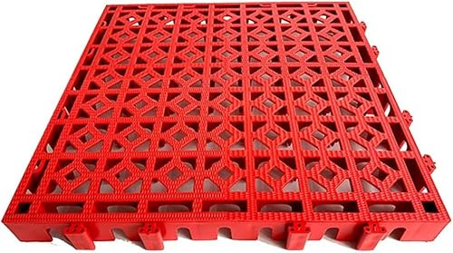 EdfYHSL Palés Ligeros para Suelos Alfombra de Drenaje entrelazada for Garaje, baldosa de Malla plástica for sótanos y estacionamientos Paletas de ventilación de Rejilla(Rosso)